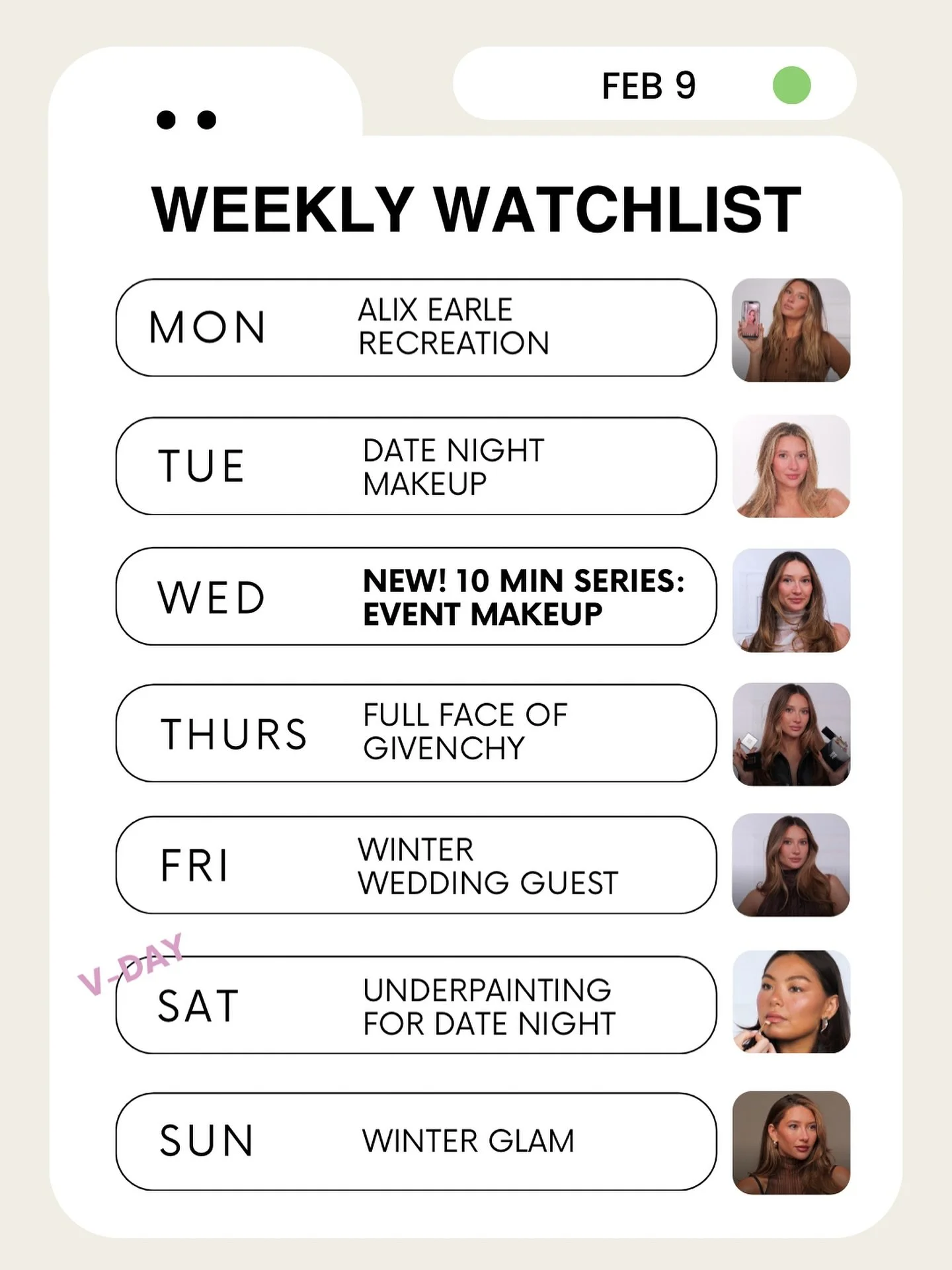This watchlist is perfect to prep you for the weekend of loveeee💘🏹 whether you&rsquo;re going out with the girls or celebrating with a romantic date night, we got you. 💌 AND the first tutorial in our 10 min series releases this Wednesday!!!!!