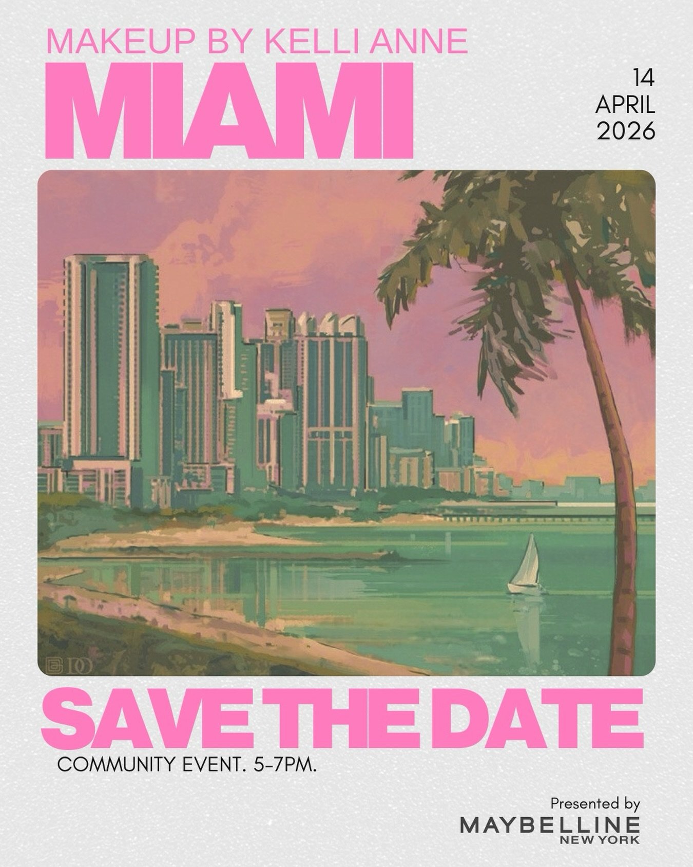 HELLO MIAMI!!! Tickets will be released soon..but in the meantime, SAVE THE DATE! 🗓️👈👈👙 We&rsquo;re coming with drinks, snacks and of course a @maybelline station🏹!!
