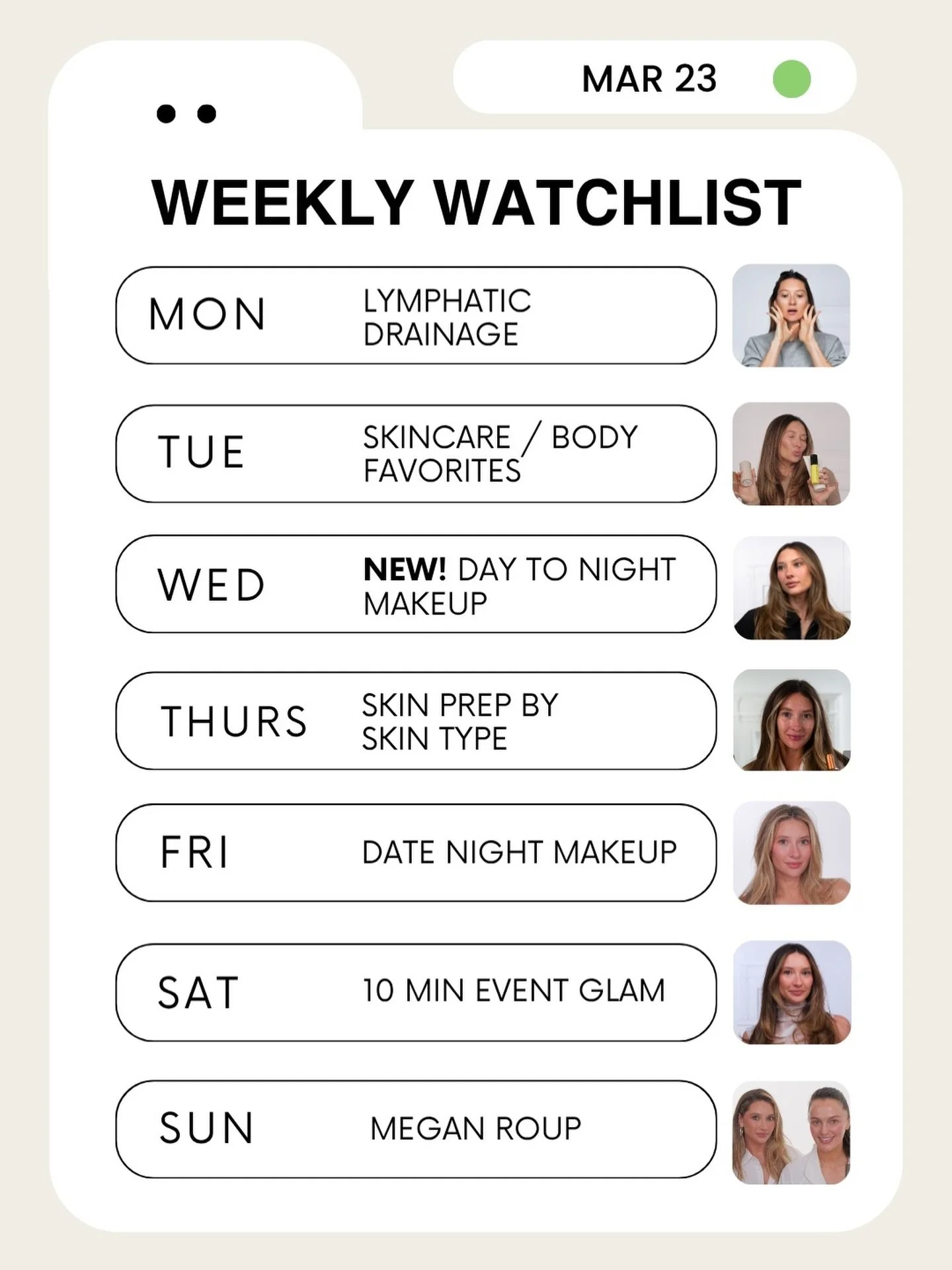 🤭🤭🤭🤭On this week&rsquo;s watchlist we have some skin focused tutorials and nighttime focused glams 🌙🍸