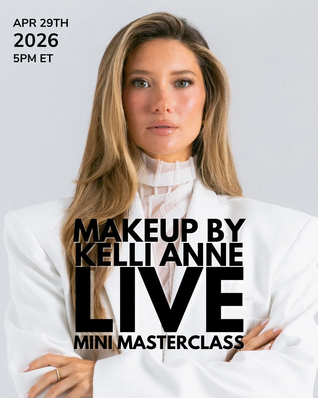 SURPRISE.🤭 Join us next week for our rescheduled live mini masterclass!!!!!! RSVP now in the Makeup By Kelli Anne app. 💖 Link is available 24 hrs ahead of the class via email or in the app on the &lsquo;Schedule&rsquo; tab.