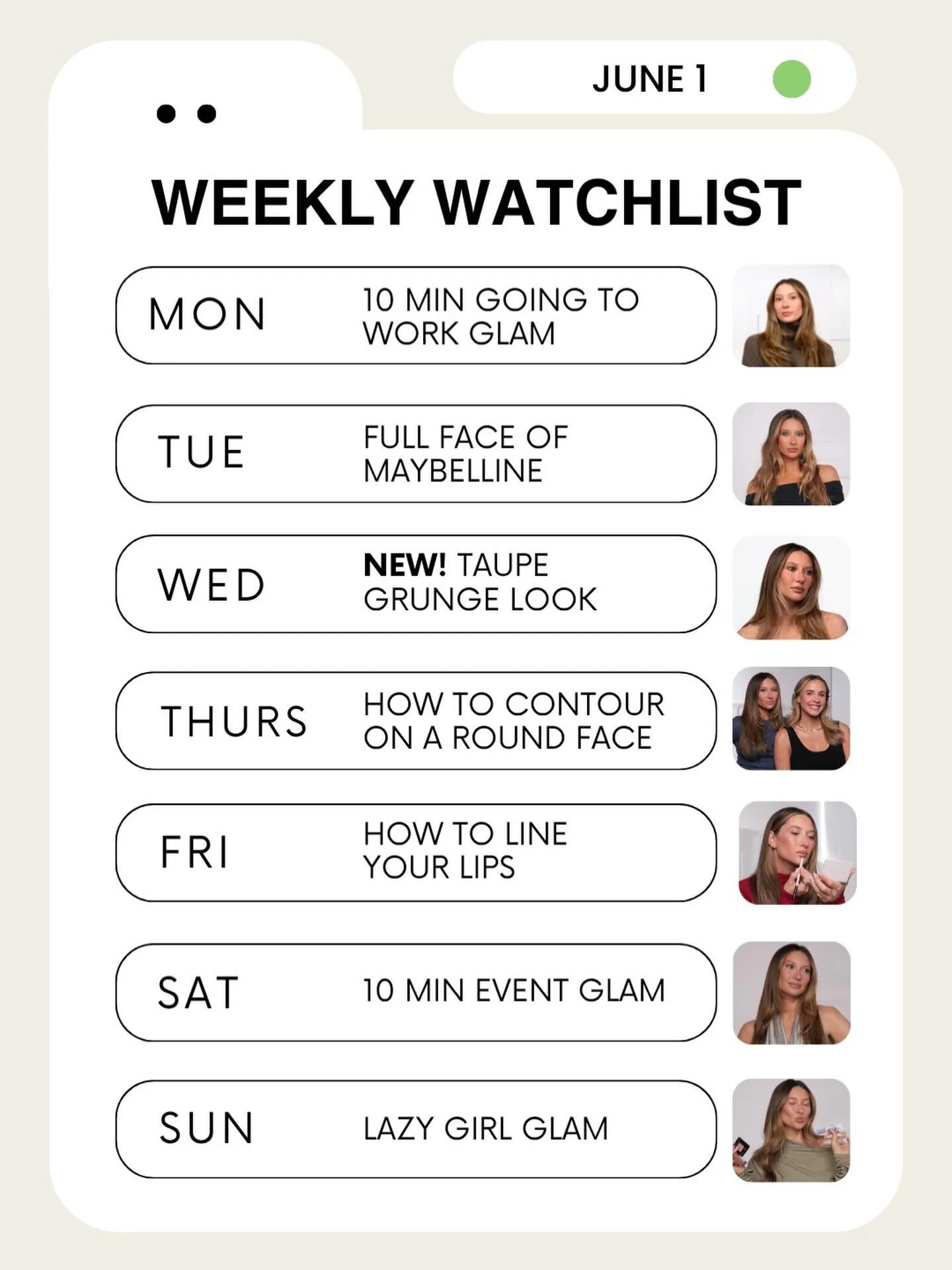 This week is a FUN one. It&rsquo;s an approachable, simple taupe grunge look that you can whip out all summer. And don&rsquo;t forget to kick the week off with our 10 Min Going to Work Glam 💼