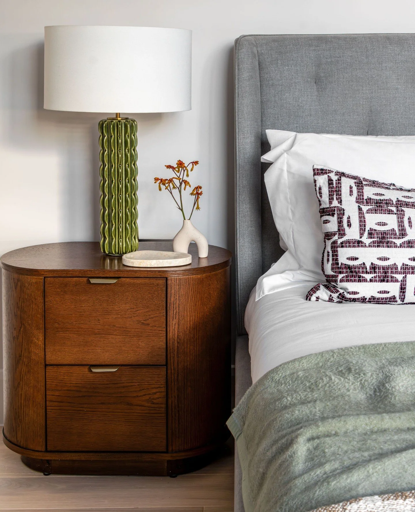 Curated bedroom styling with these gorgeous Soho Home lamps, adding a pop of colour to the bedside. Soft textures, layered bedding and warm accents have been added to make the bedroom feel inviting 💤⁠
⁠
⁠
⁠
⁠
⁠
⁠
⁠
#homedecor #interiordesign #interi