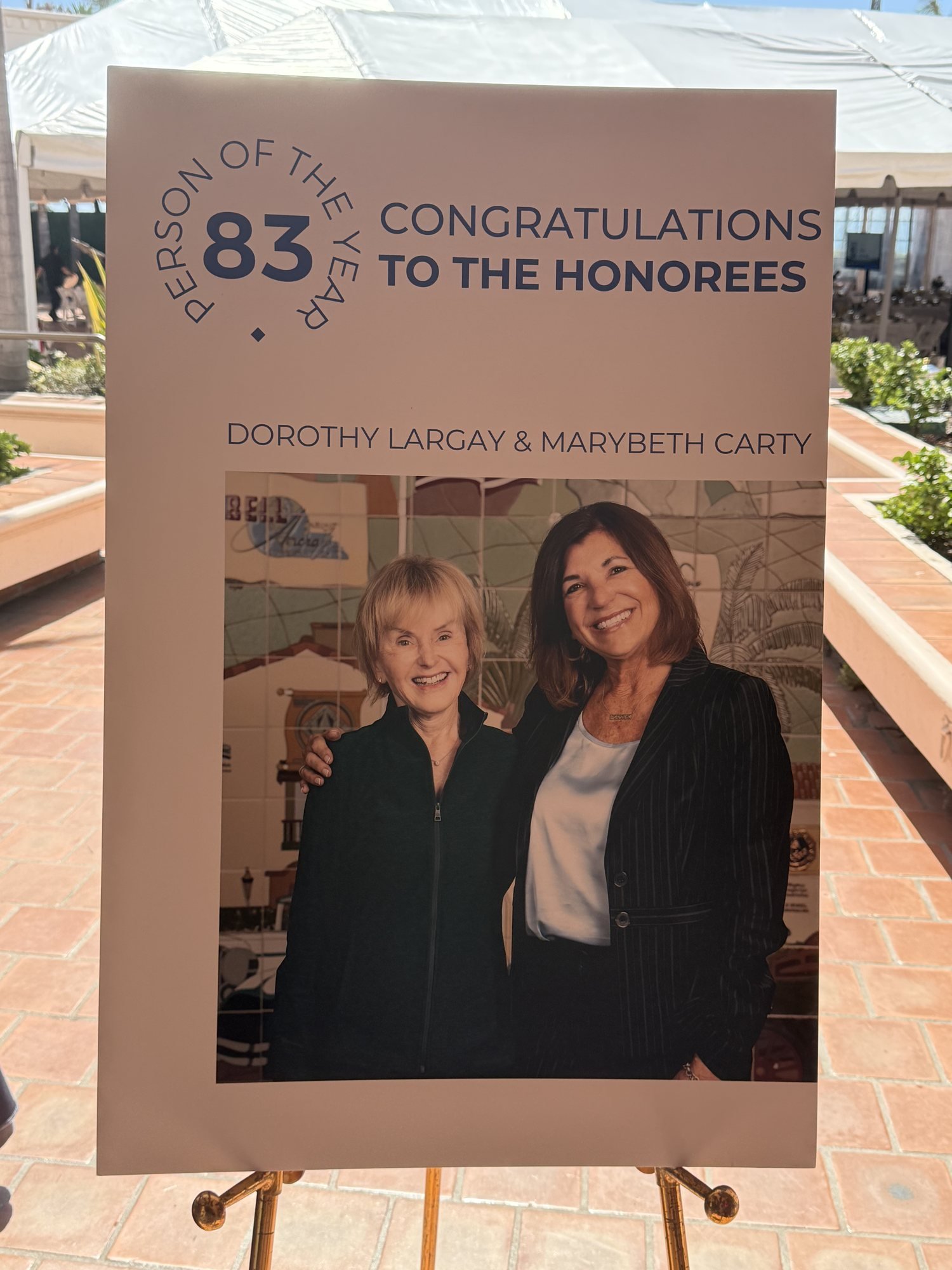 Poster honoring Dorothy Largay and Marybeth Carty as the Santa Barbara Foundation's 83rd Persons of the Year