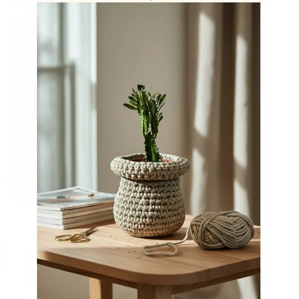 simple and fun crochet project plant pot cover pattern