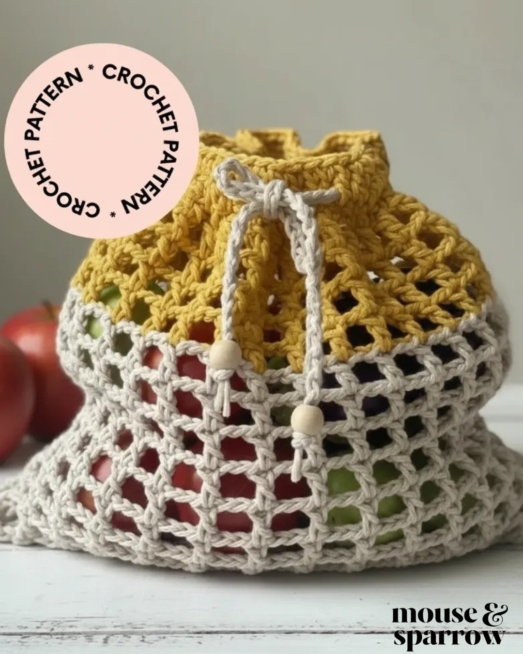how to crochet a simple mesh bag