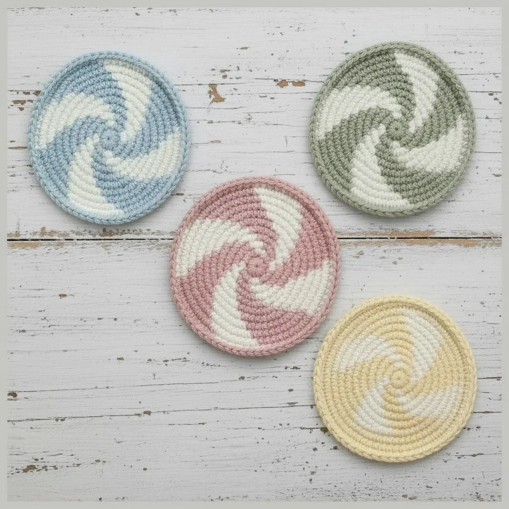 striped crochet coasters