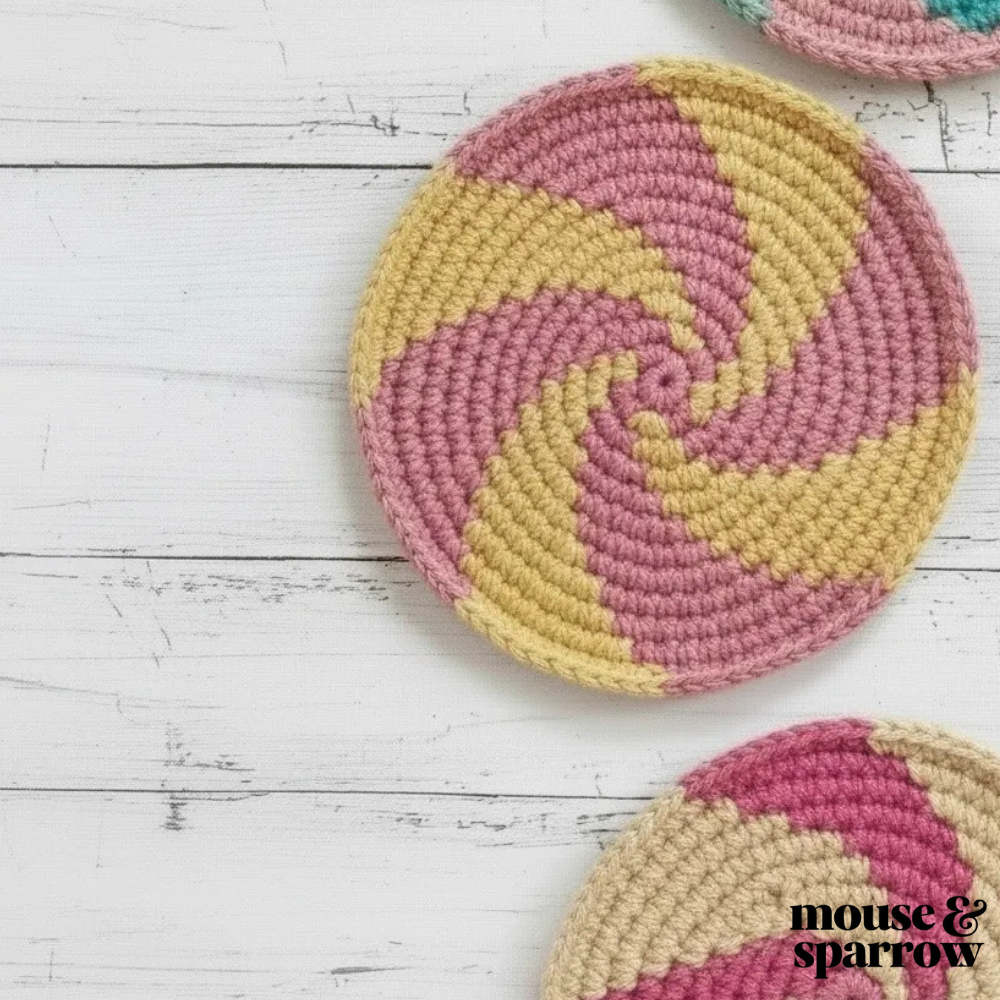 striped crochet coaster small crochet gift idea