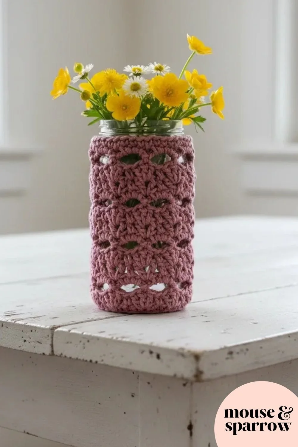 how to crochet a glass jar cover easy pattern