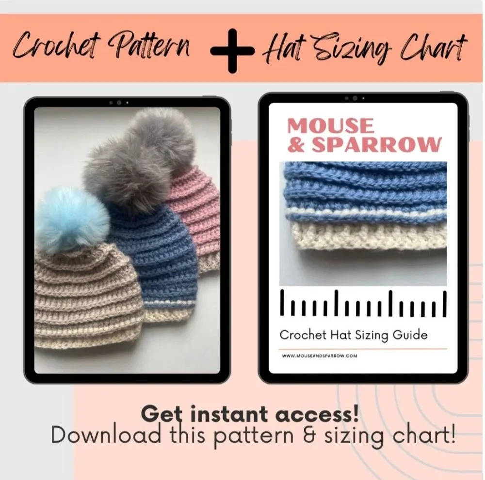 crochet hat pattern and sizing chart