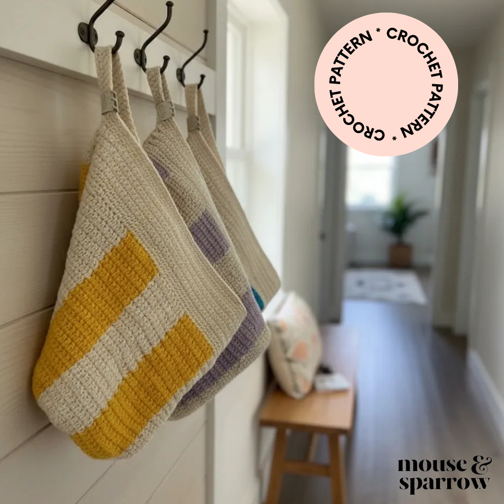 CROCHET PATTERN - Striped Hanging Storage Basket
