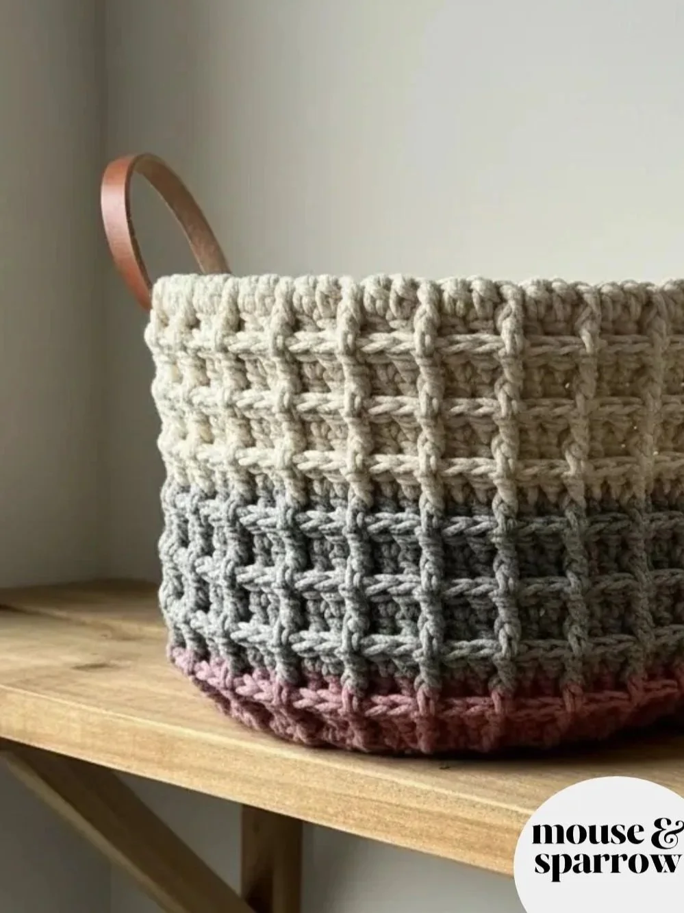 crochet waffle stitch basket with handles for beginners