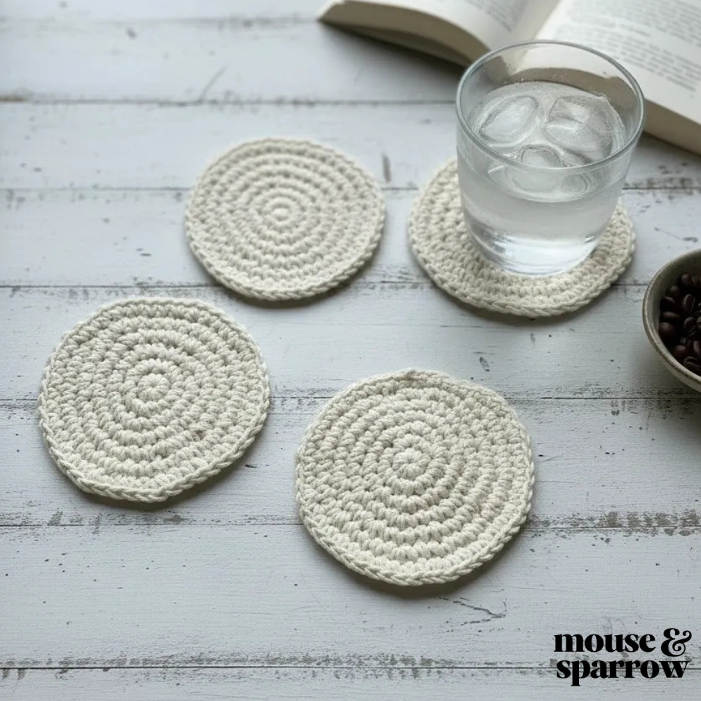 round crochet coaster for beginners