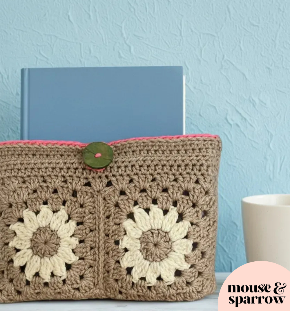 daisy granny square book cover pattern