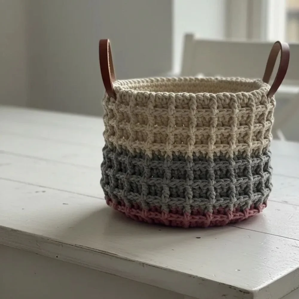 Crochet A Waffle Stitch Basket That  Holds Its Shape