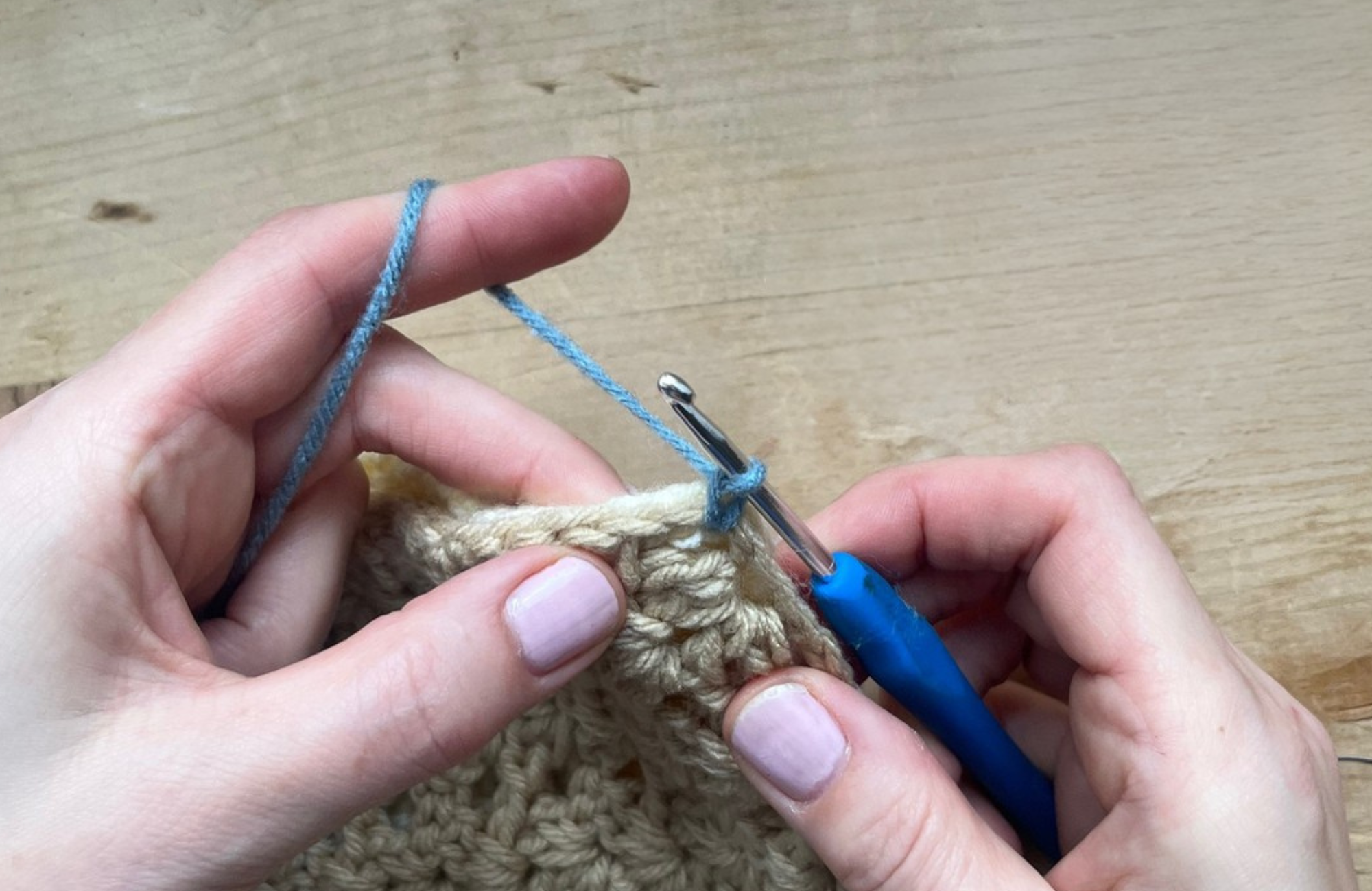 step by step crochet square join tutorial