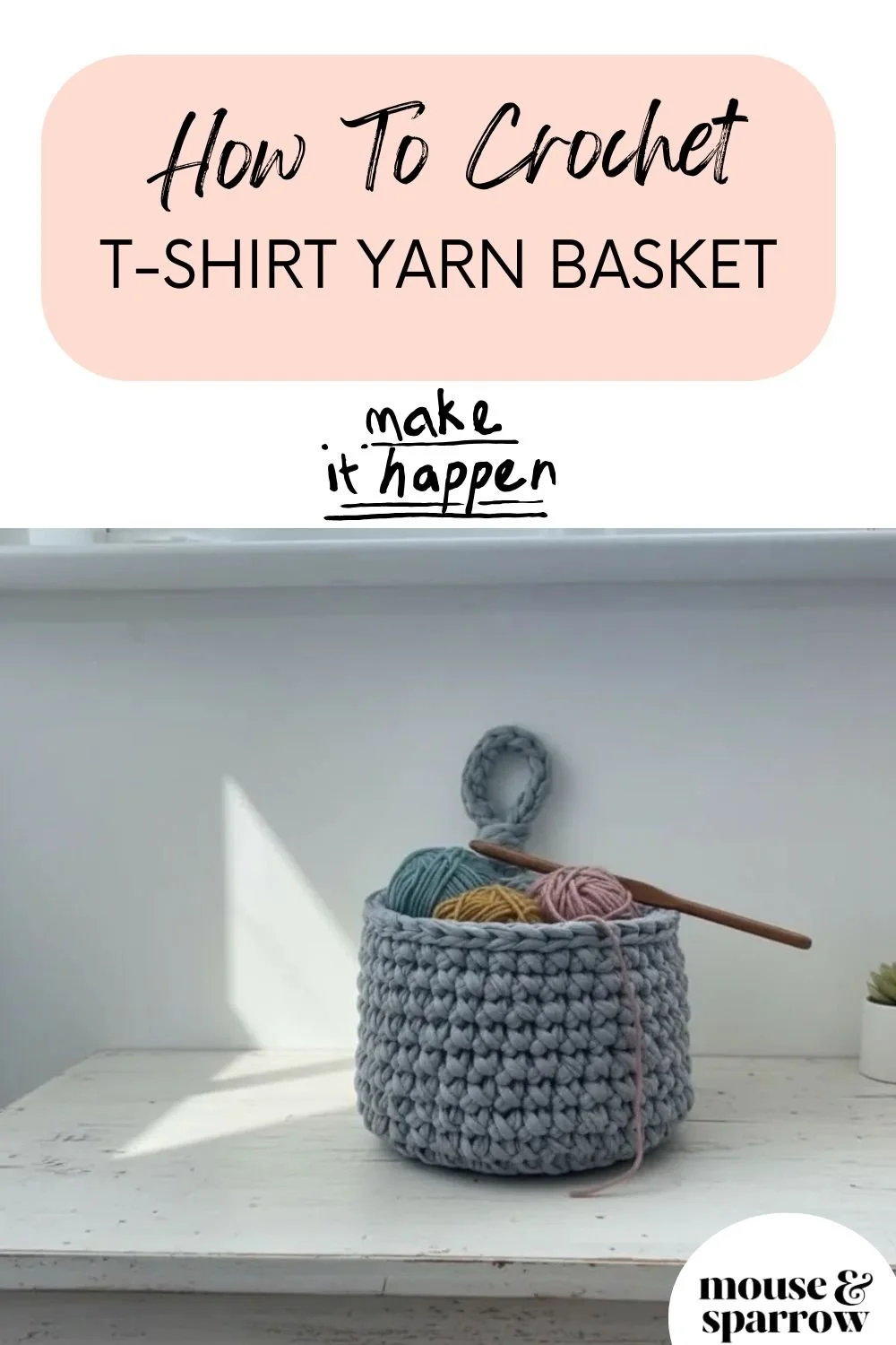 how to crochet a basket with t-shirt yarn