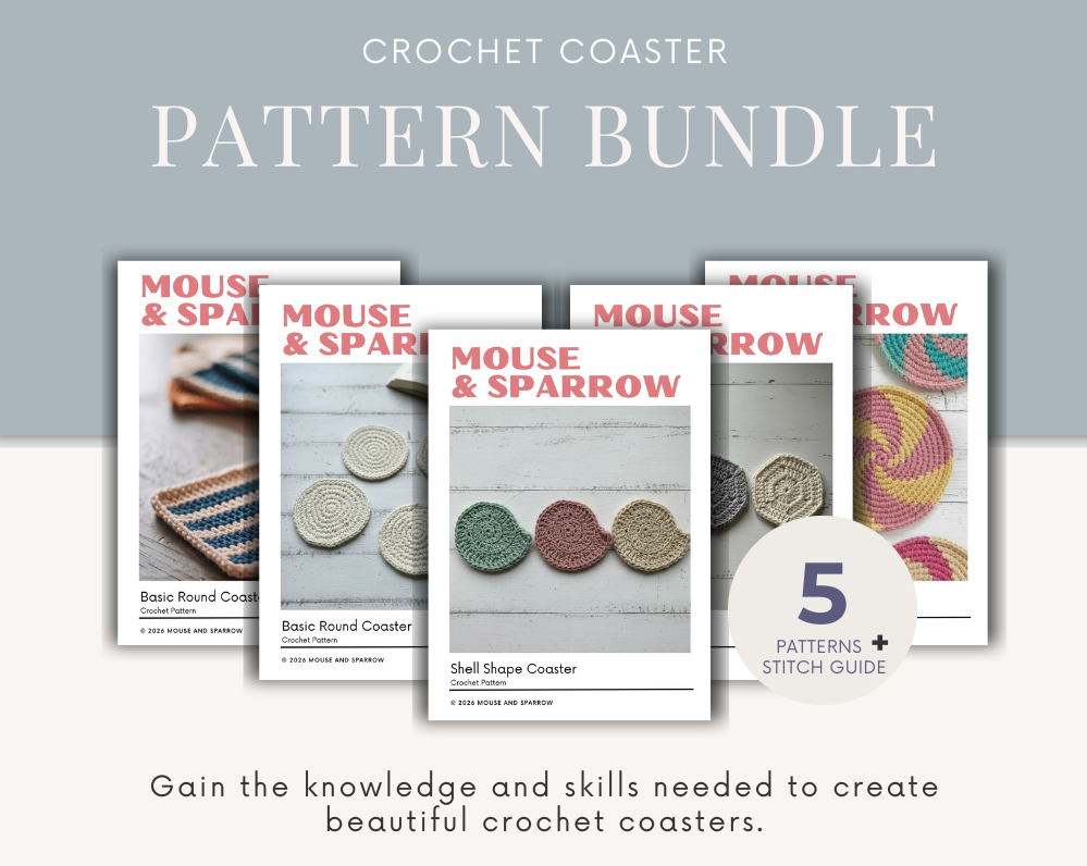 five crochet coasters pattern bundle