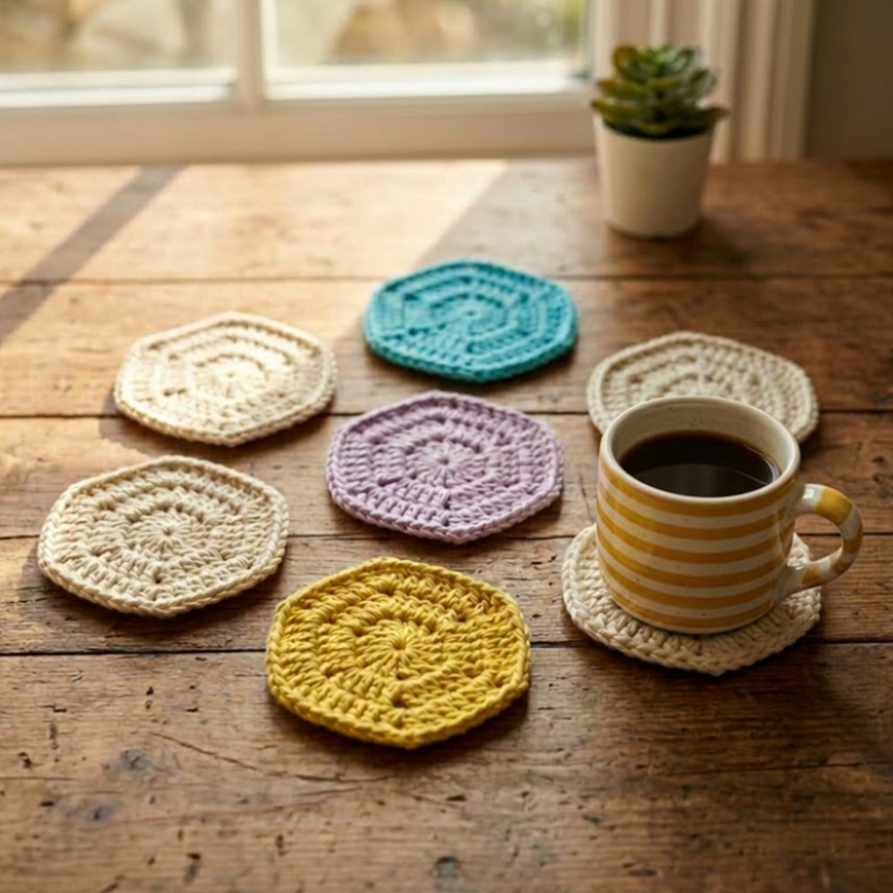 how to crochet a hexagon coaster for beginners
