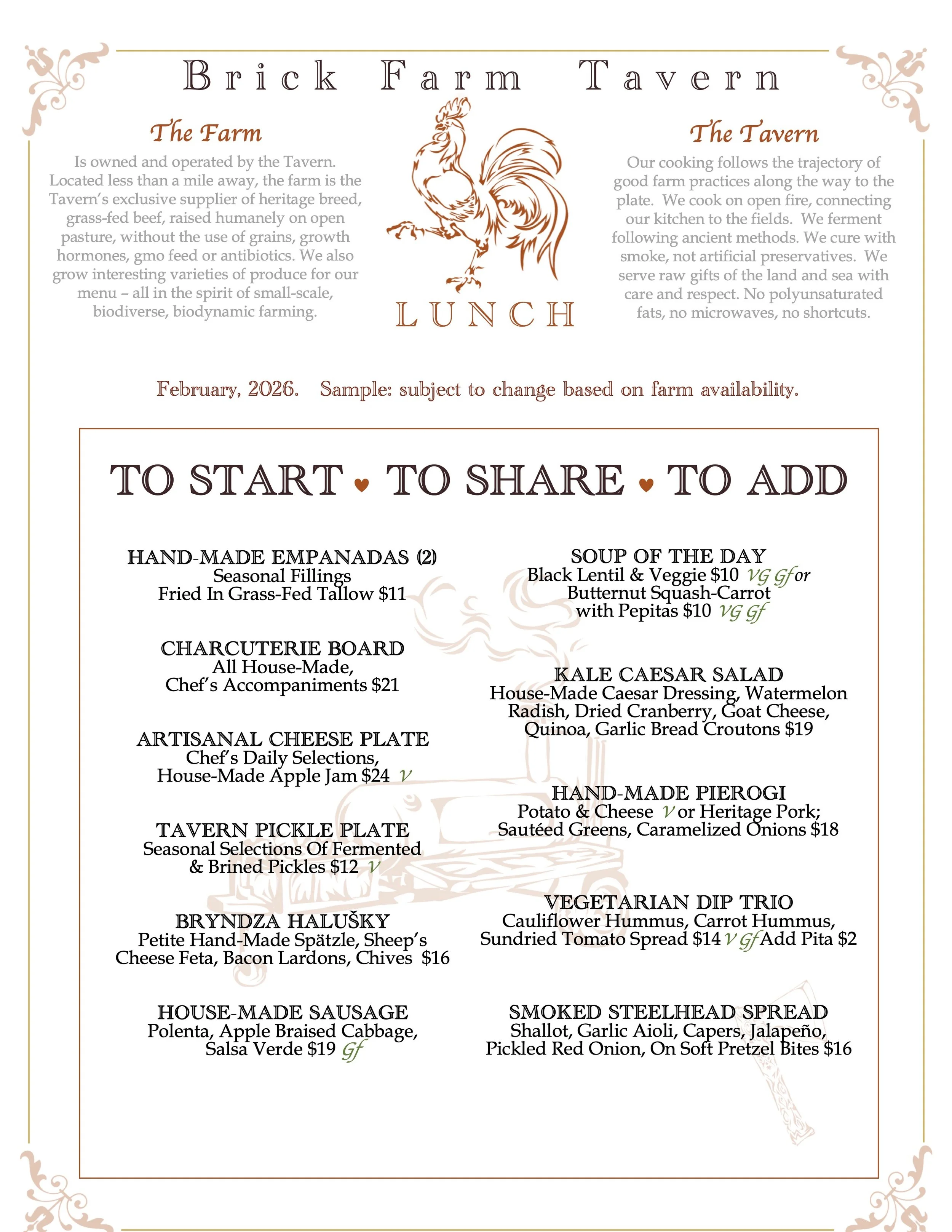 LUNCH MENU — B r i c k F a r m T a v e r n