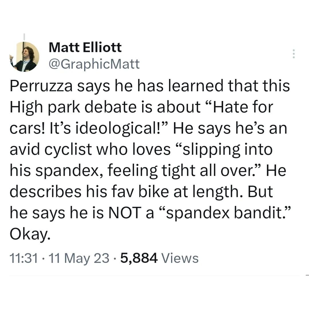 REMINDER: Self-described &quot;avid cyclists&quot; are not the road safety advocates in the room. (And yes, we love lycra too and we also love safe streets and car-free public spaces. ✌️)