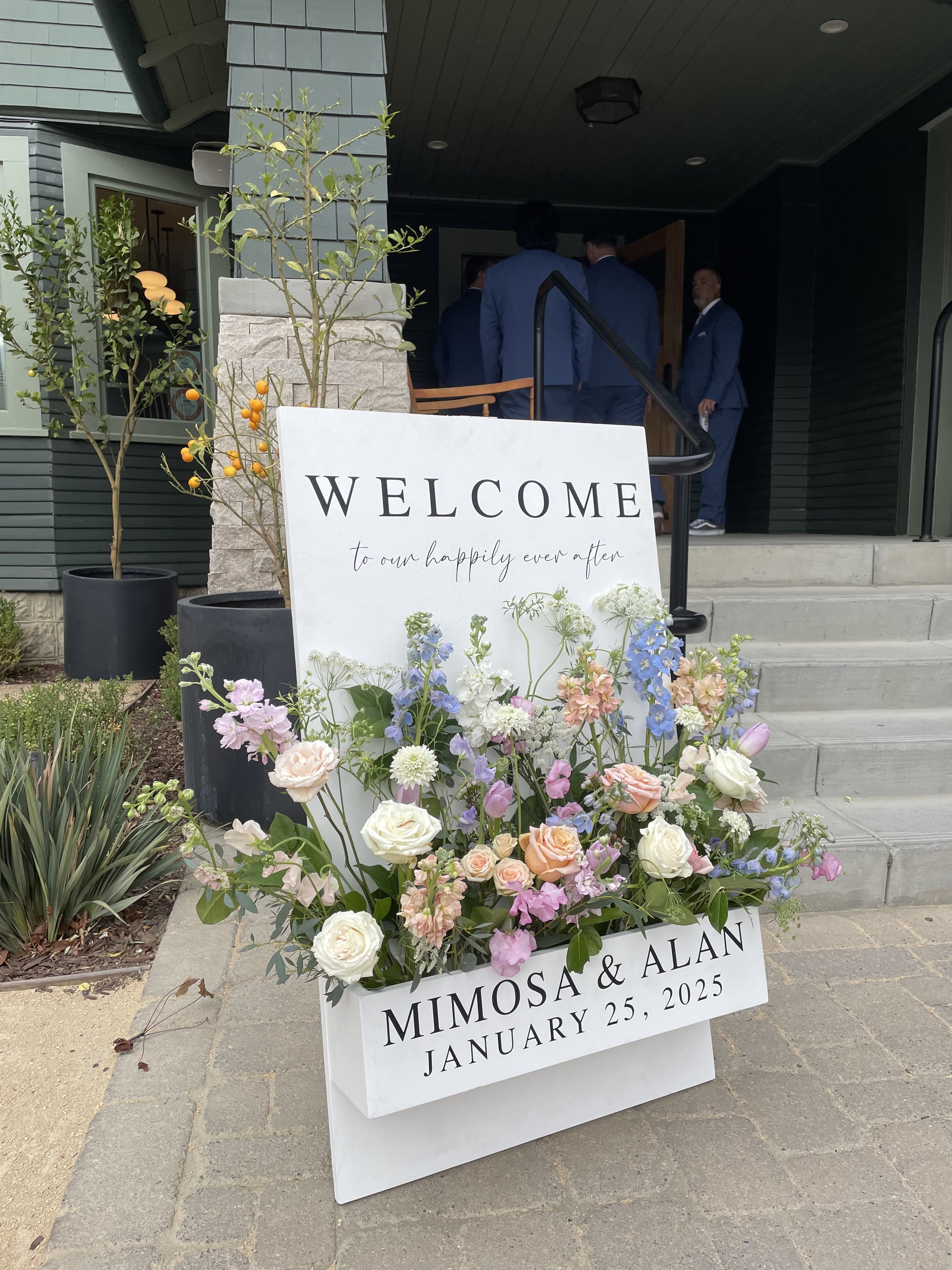 flower box welcome sign