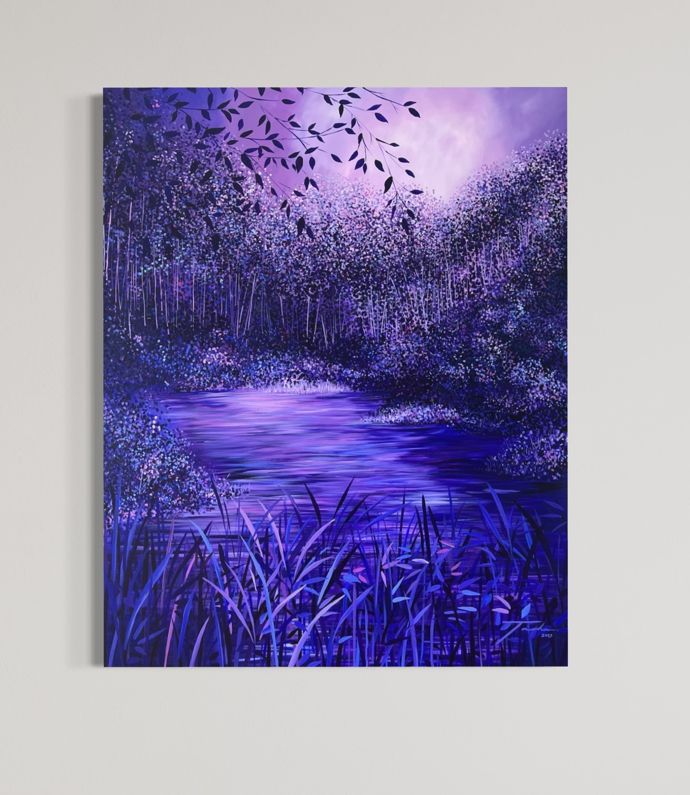 Purple Night At The Birds, acrylic on canvas, 60" x 48", 2023