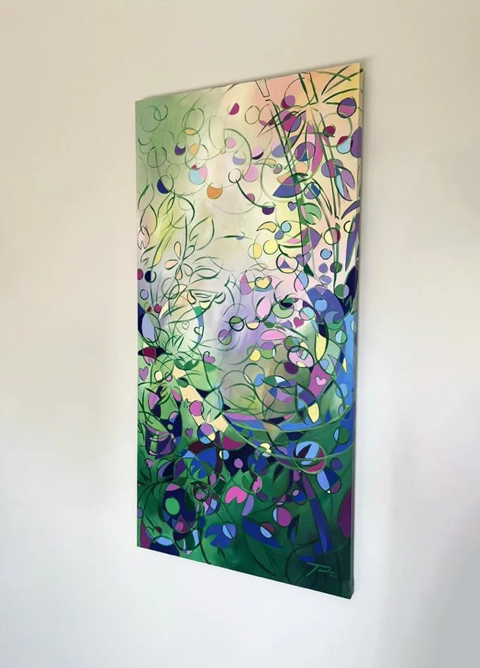 Hummingbird, acrylic on canvas, 60" x 30", 2023