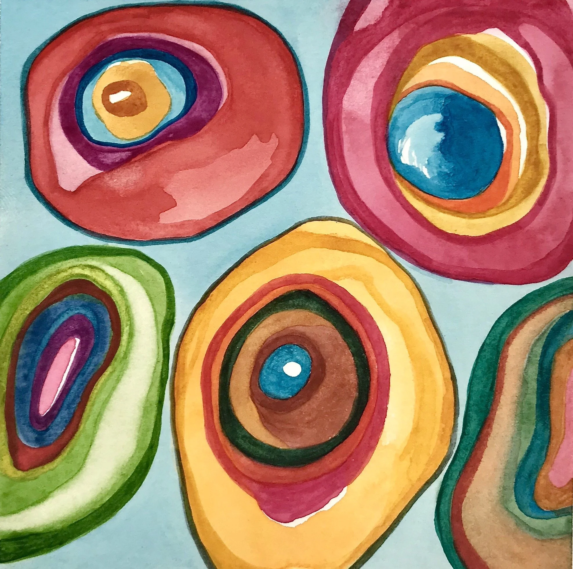 Happy 2, watercolor, 6x6", SOLD