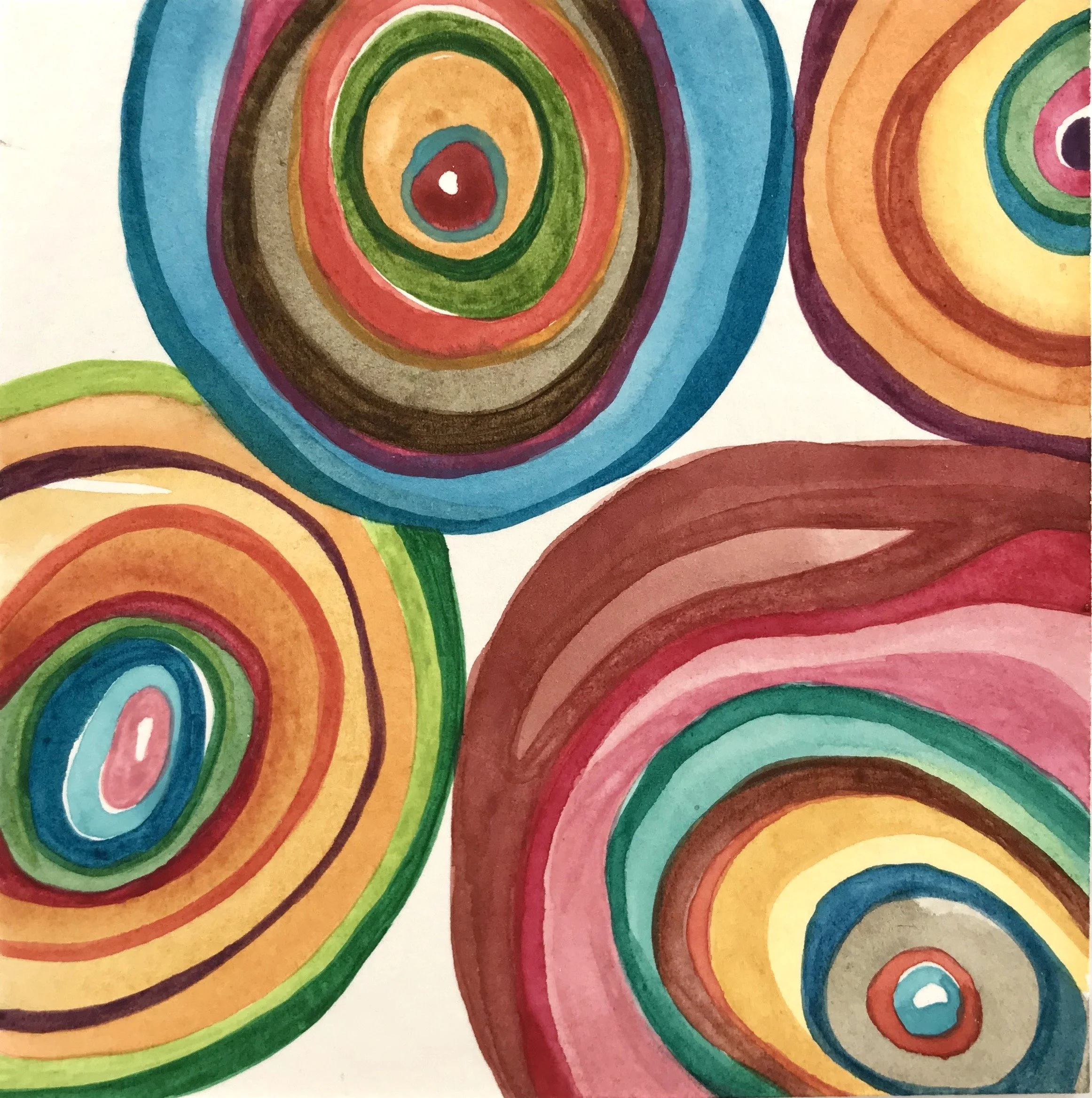 Happy 1, watercolor, 6x6", SOLD