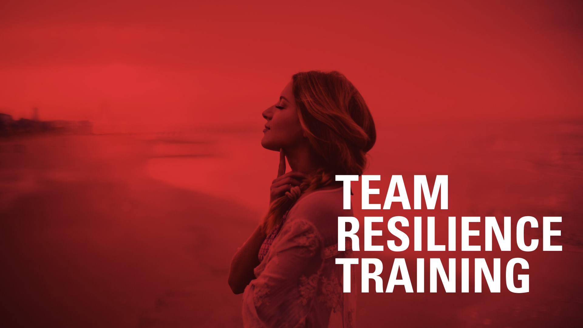 Silhouette of a woman on a red background with the text 'Team Resilience Training.'