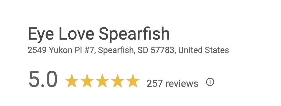 Eye Love Spearfish Google Star Ranking