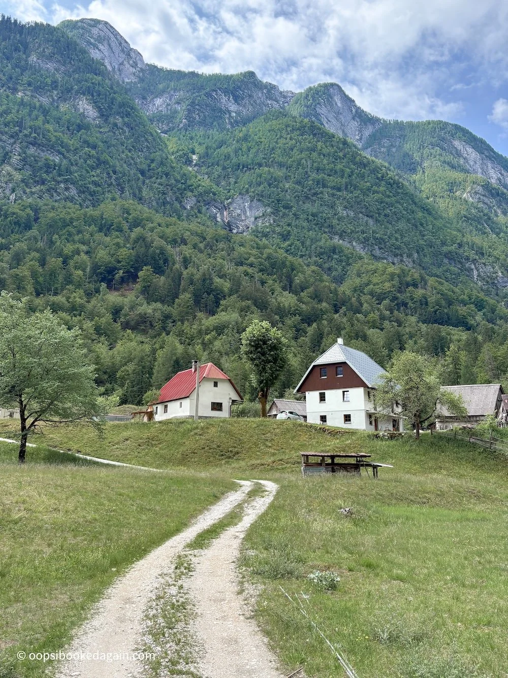 Houses nestled in the mountains of the Soča Valley