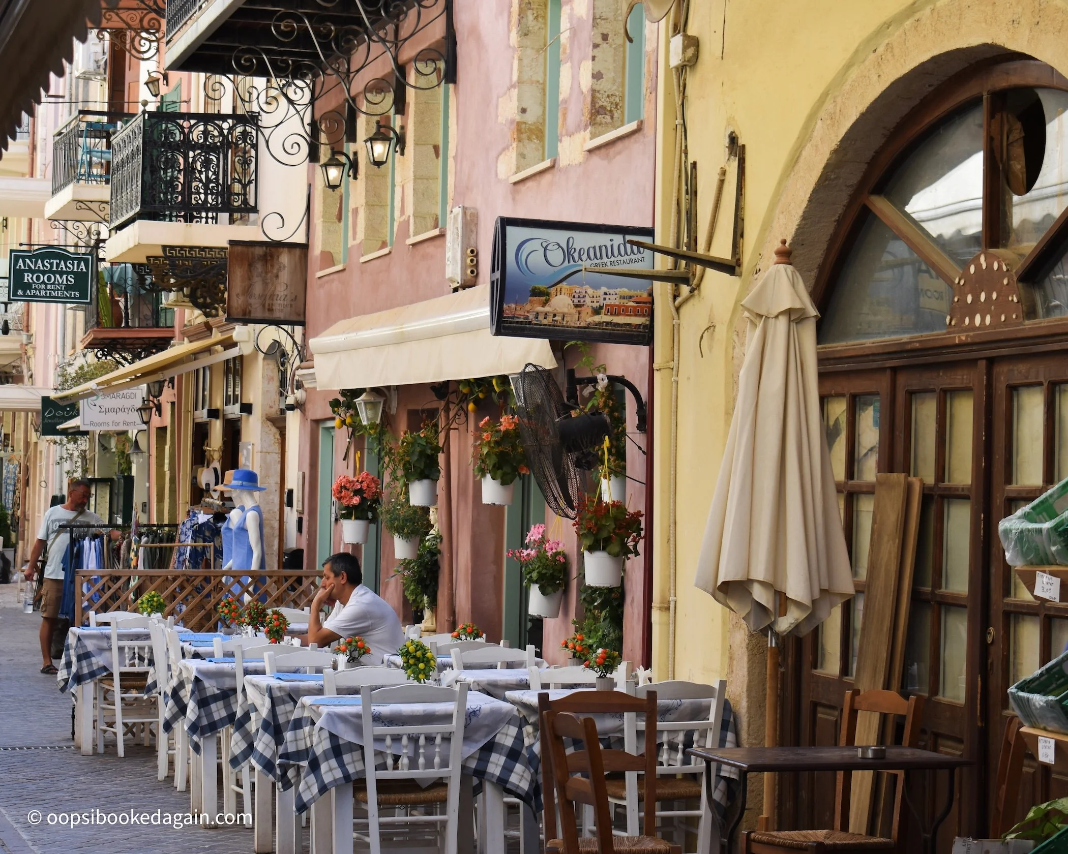 Cute restaurants and shops in Old Town Chania, Crete