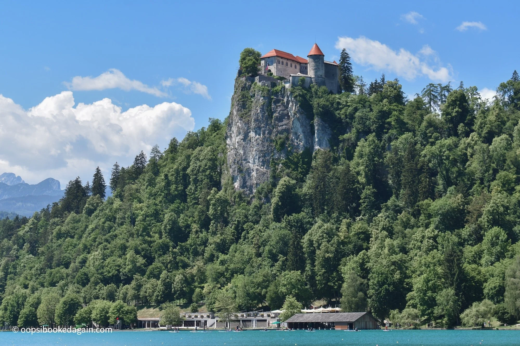 Bled Castle perched on a cliff overlooking Lake Bled