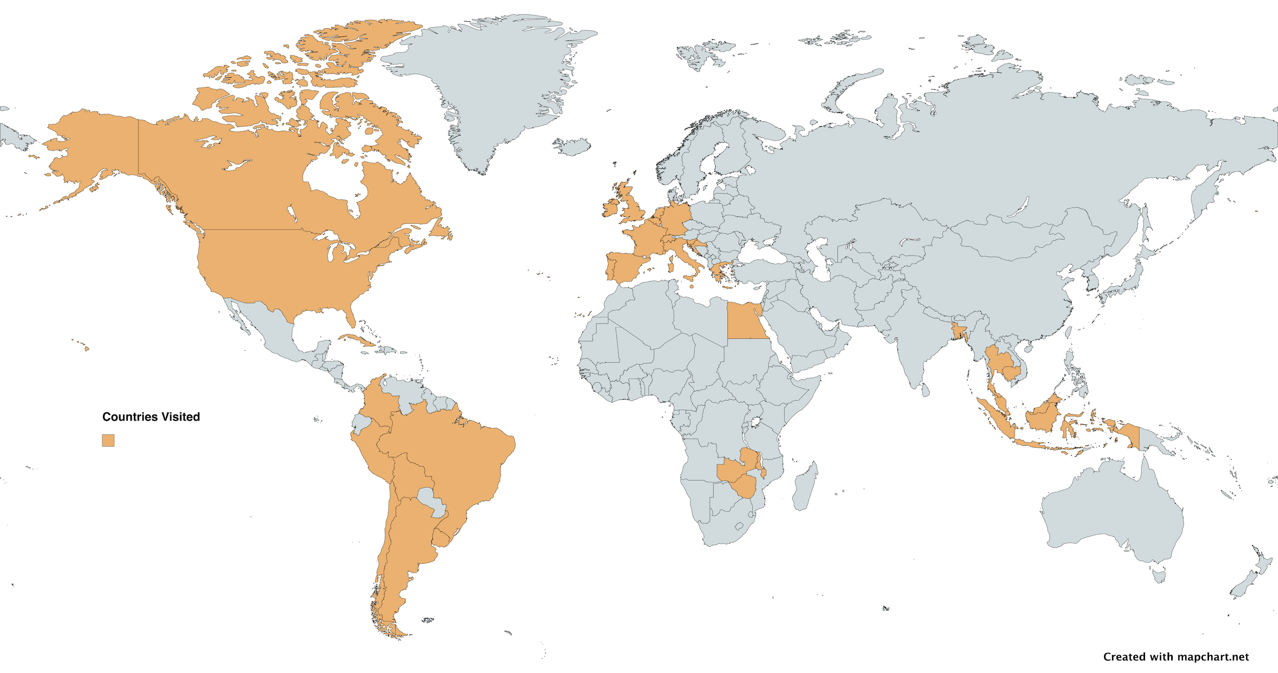 countries visited map