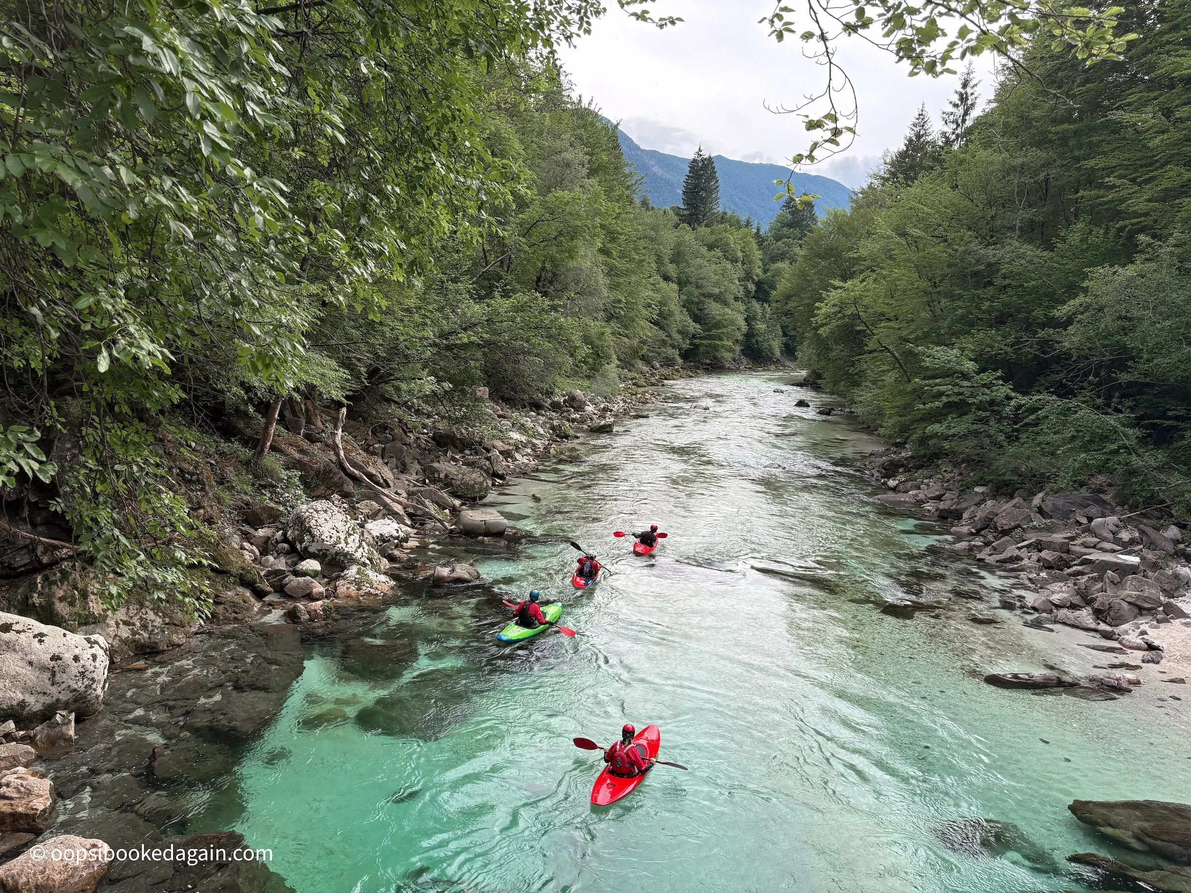 kayakers along the Soča River