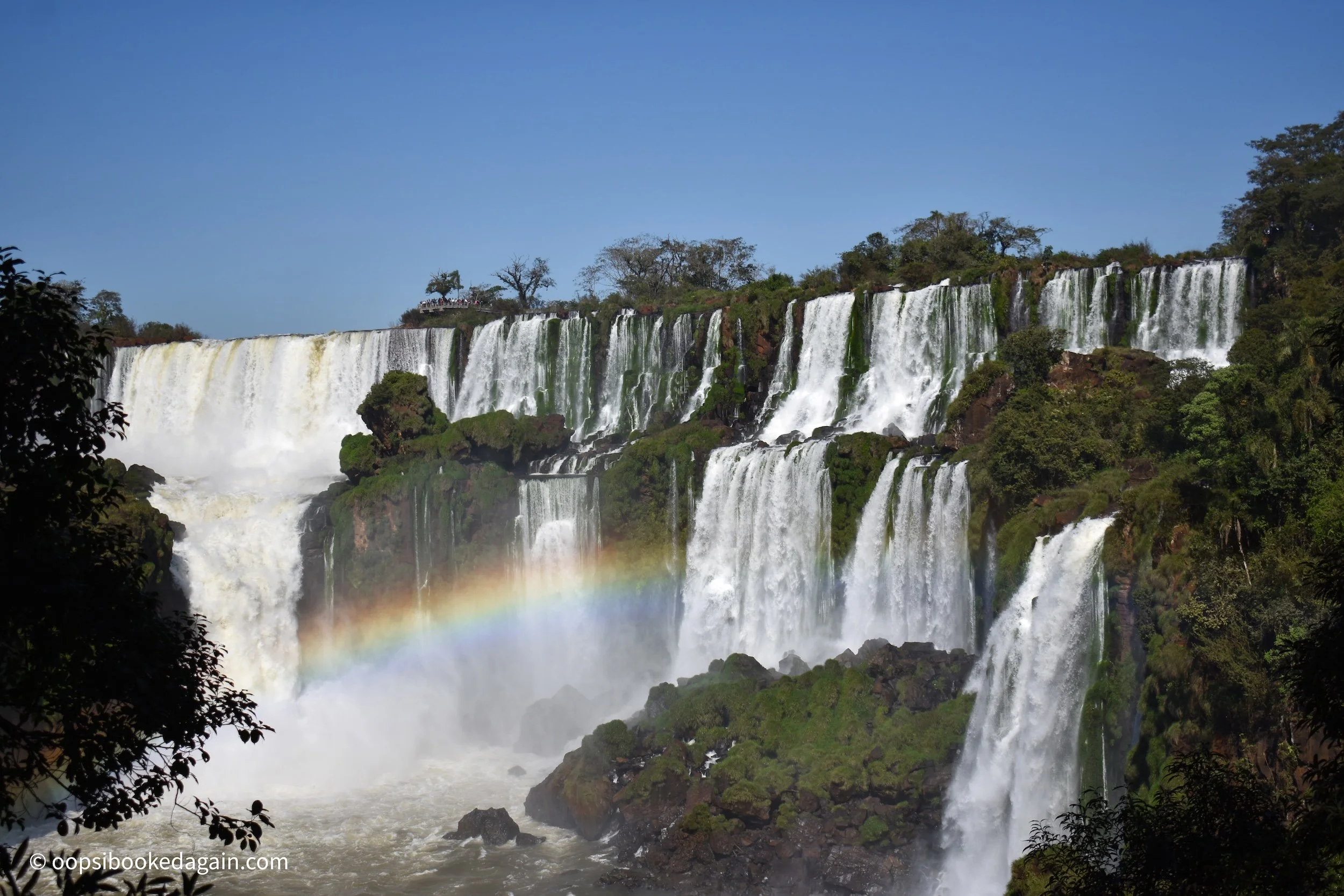 Iguazu Falls from Argentina with rainbow
