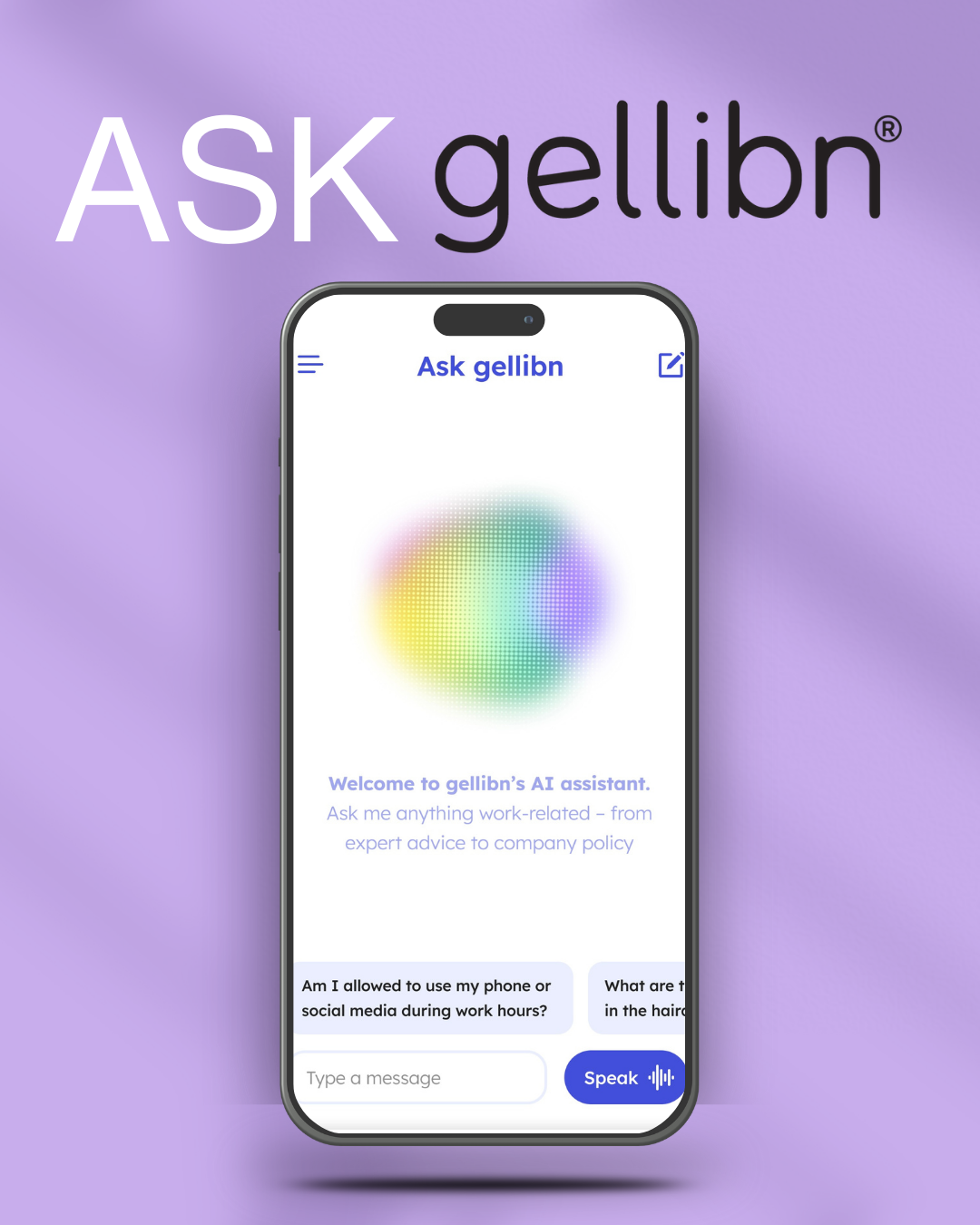 Preview of gellibn AI Assistant inside the app