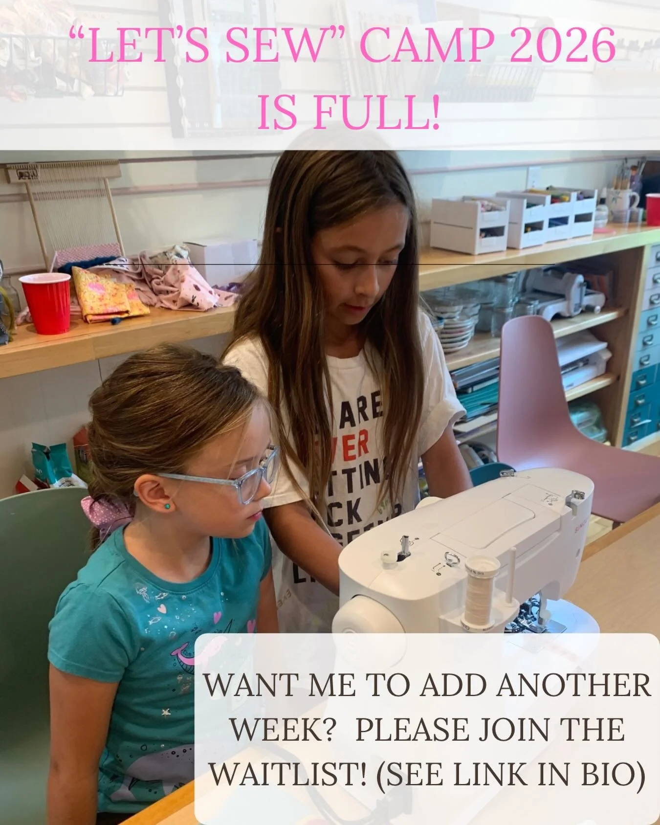 Hey friends! If you are hoping for an additional week of &ldquo;Let&rsquo;s Sew&rdquo; day camp this summer, please join the waitlist! See link in bio!!