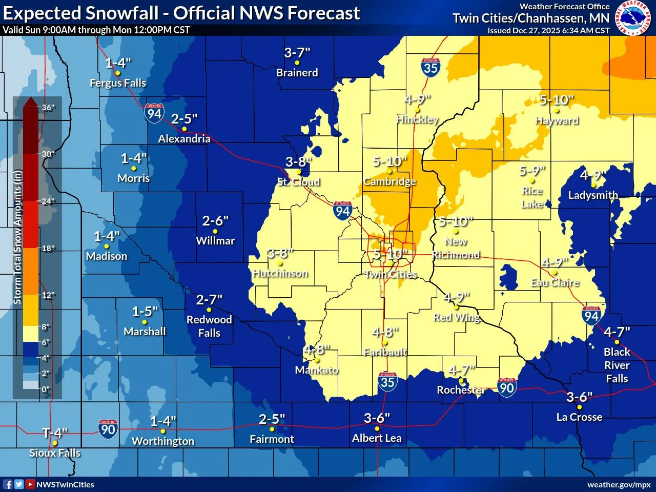 Minnesota’s Most Detailed Forecast: December 27th, 2025