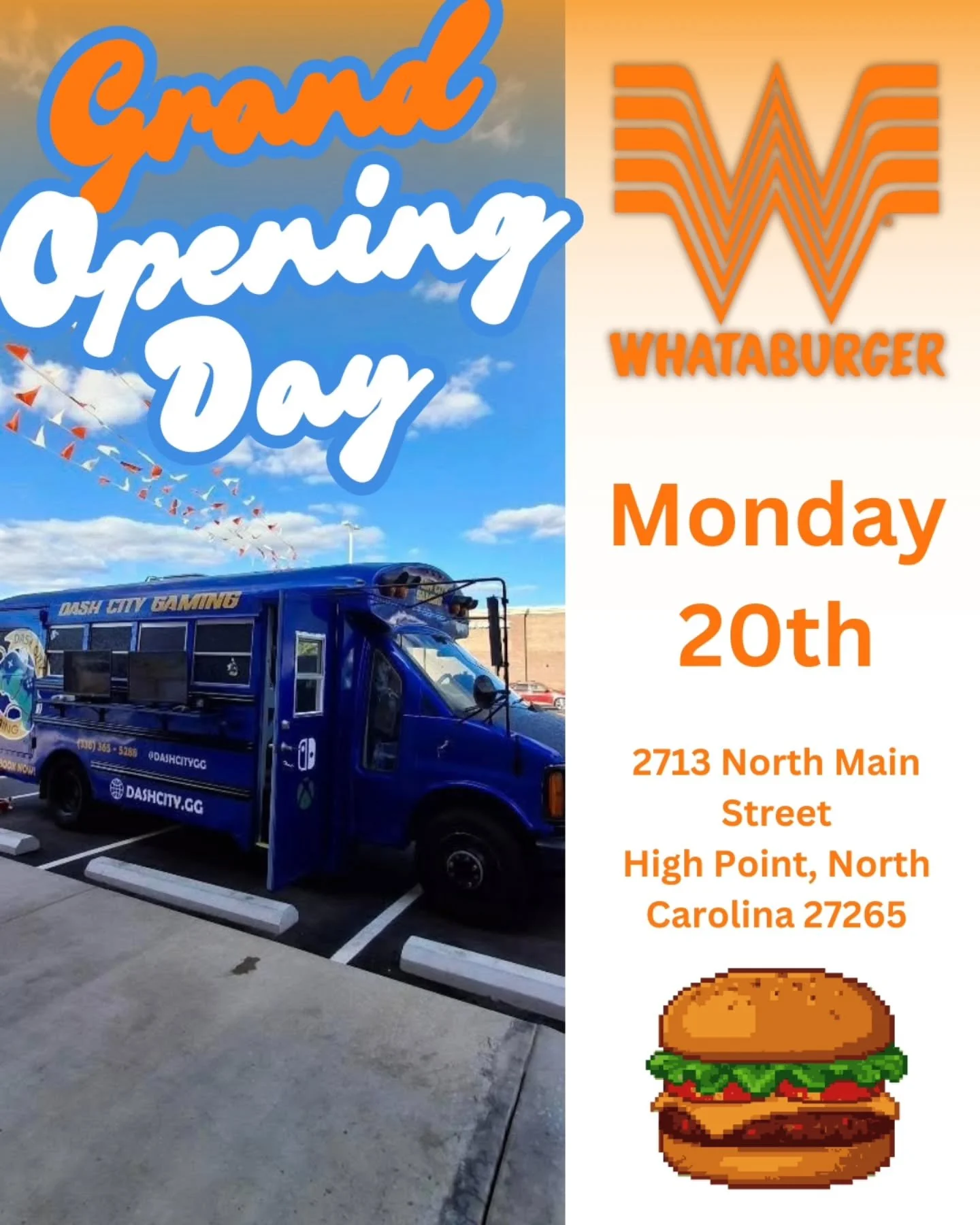 Grand opening at Whataburger 🍔🎮 Get some fuel before you game 🥤 @whataburger