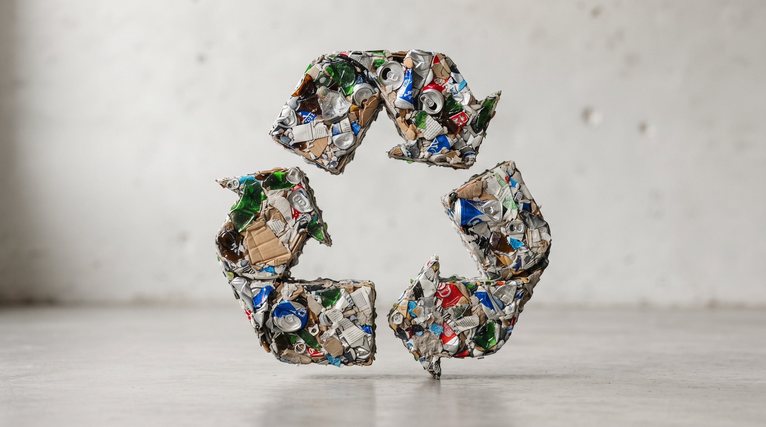 Recycling symbol made of materials