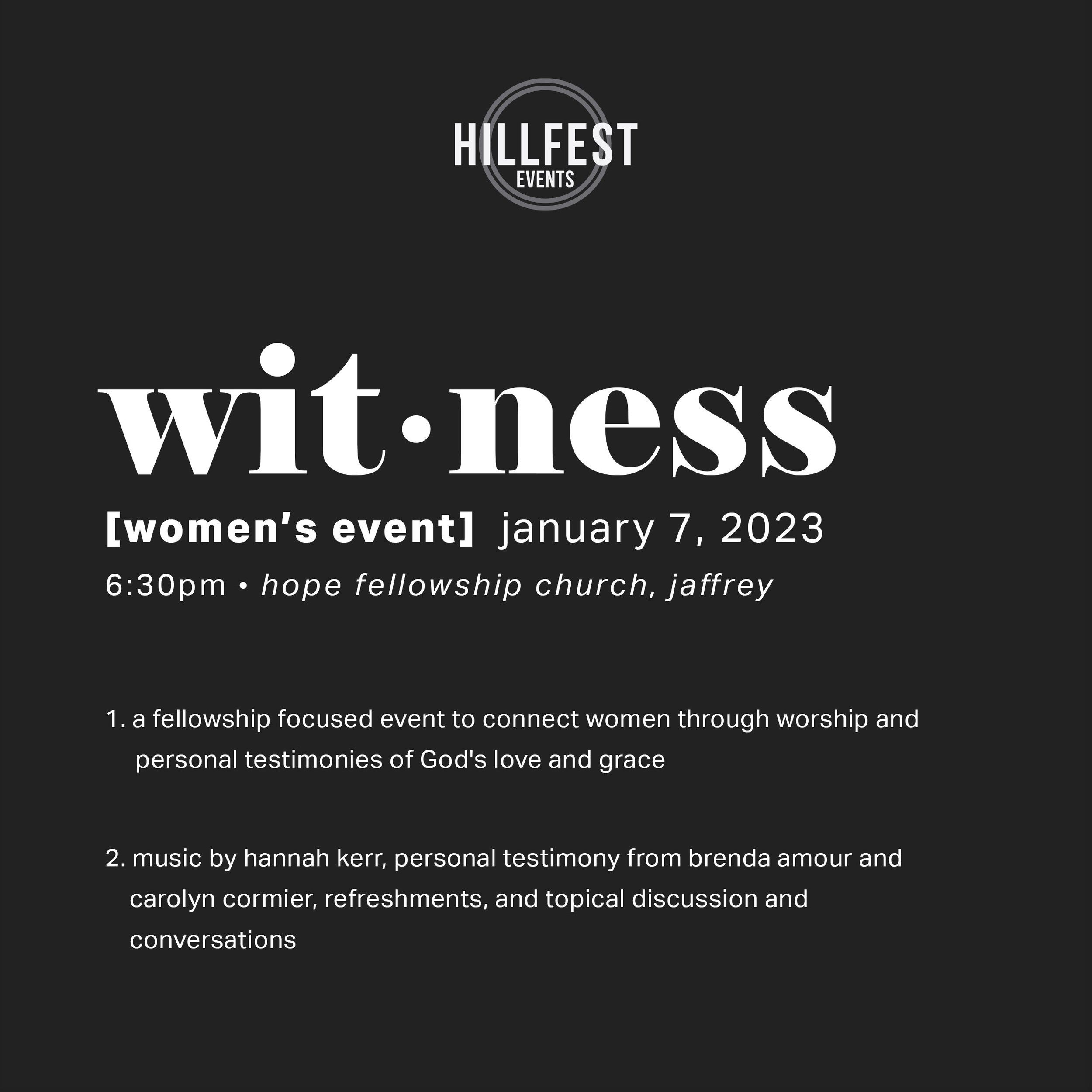 Witness - Women's Event