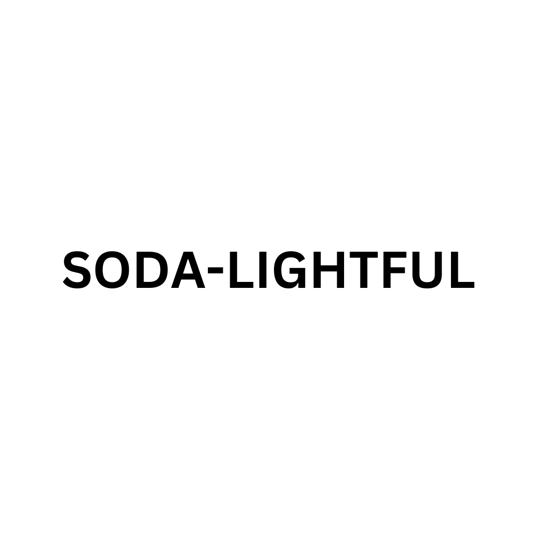 Text on a white background reading 'SODA-LIGHTFUL' in bold black letters.