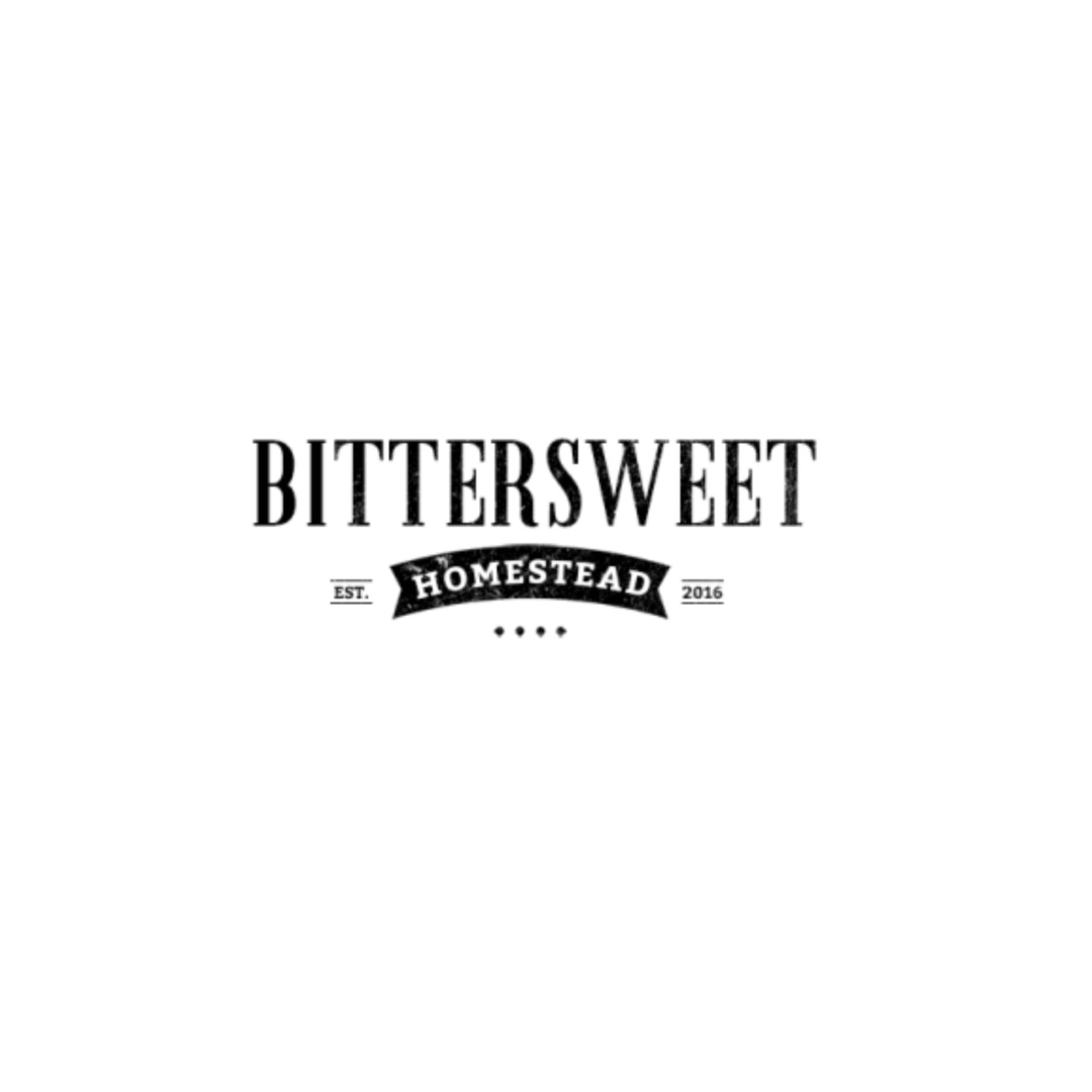 Black and white logo with the words 'Bittersweet Homestead' and 'Est. 2016'.