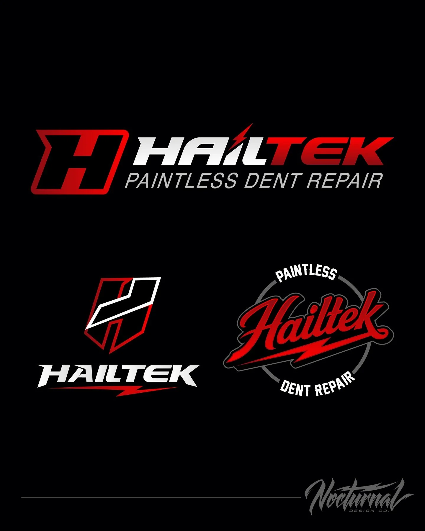 Wrapped up a Brand Development Kit for Hailtek ⚡️

A paintless dent repair company ready for a fresh look. As part of the process, we explored three logo concepts, keeping their signature red and layering in subtle storm vibes through lightning bolt 