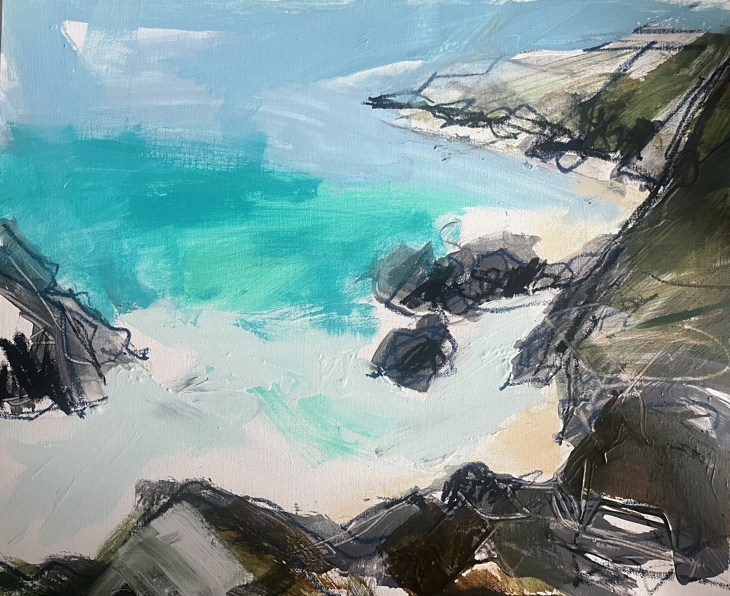 'Hidden path to the soul', 50 x 40cm acrylic and oil pastel on canvas board. 