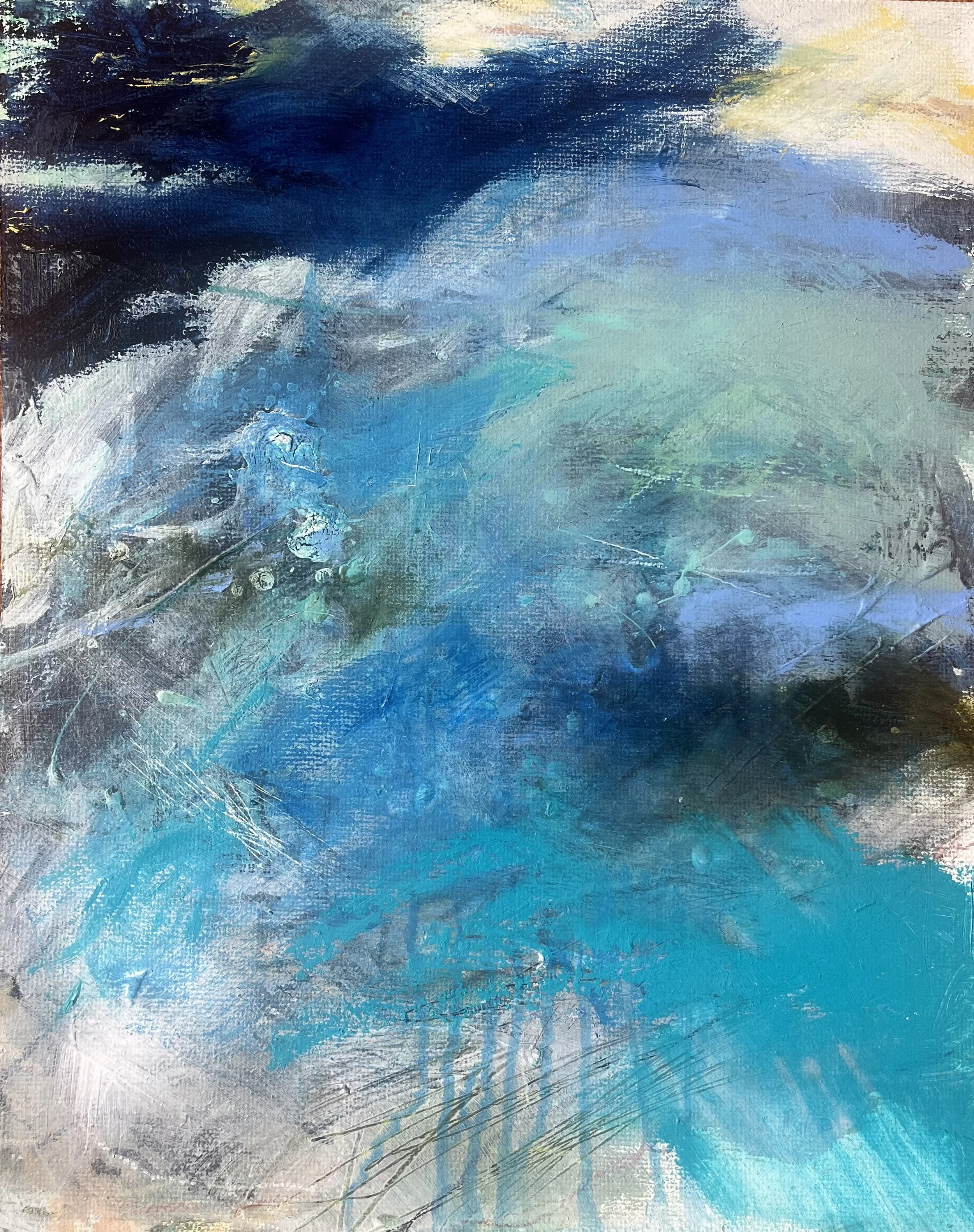 'Sunny day', 50 x 40cm acrylic and oil pastel on canvas board. 