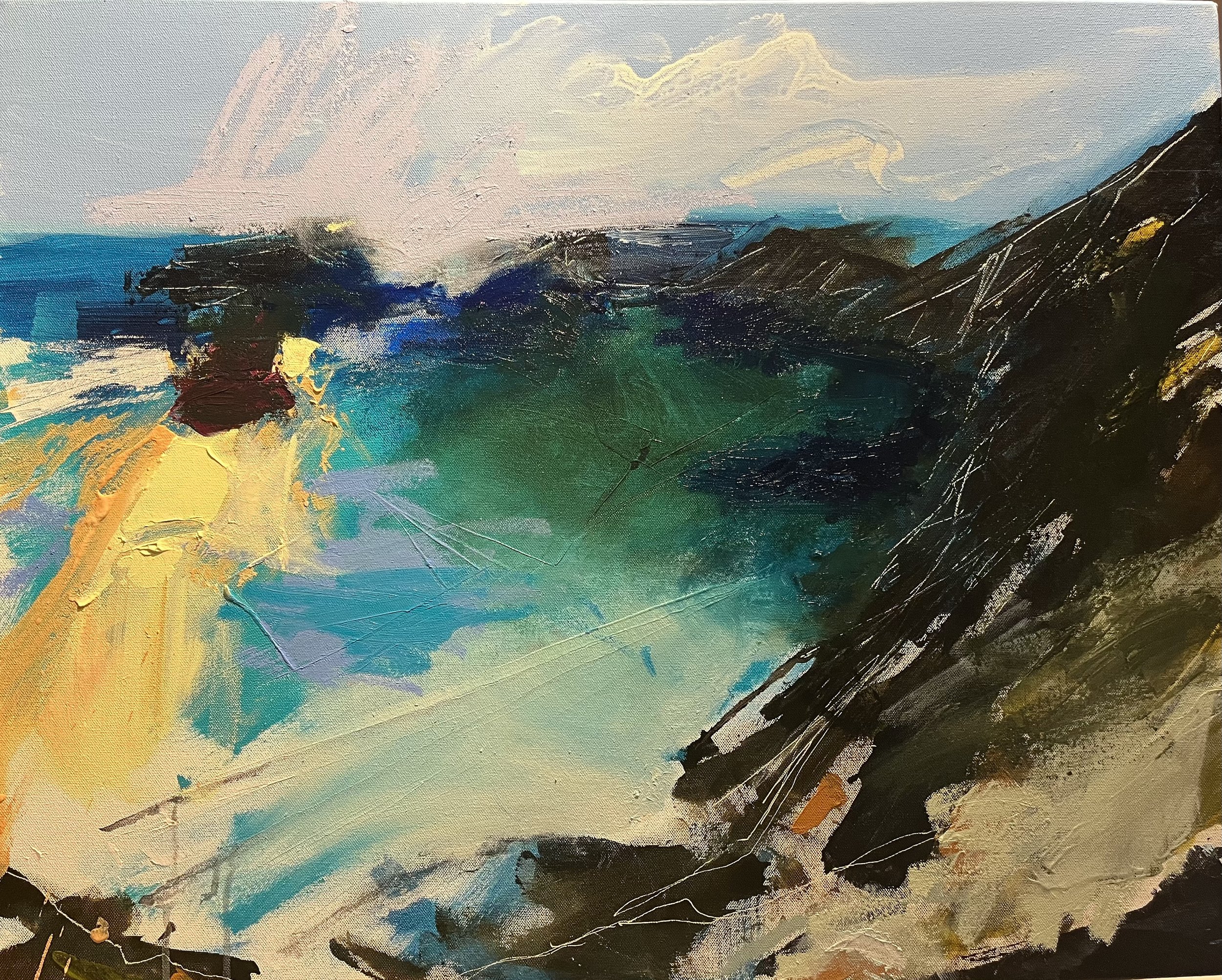 'Long summers' 75 x 60cm acrylic, oil and mixed media on canvas. TheHarbourGallery SOLD