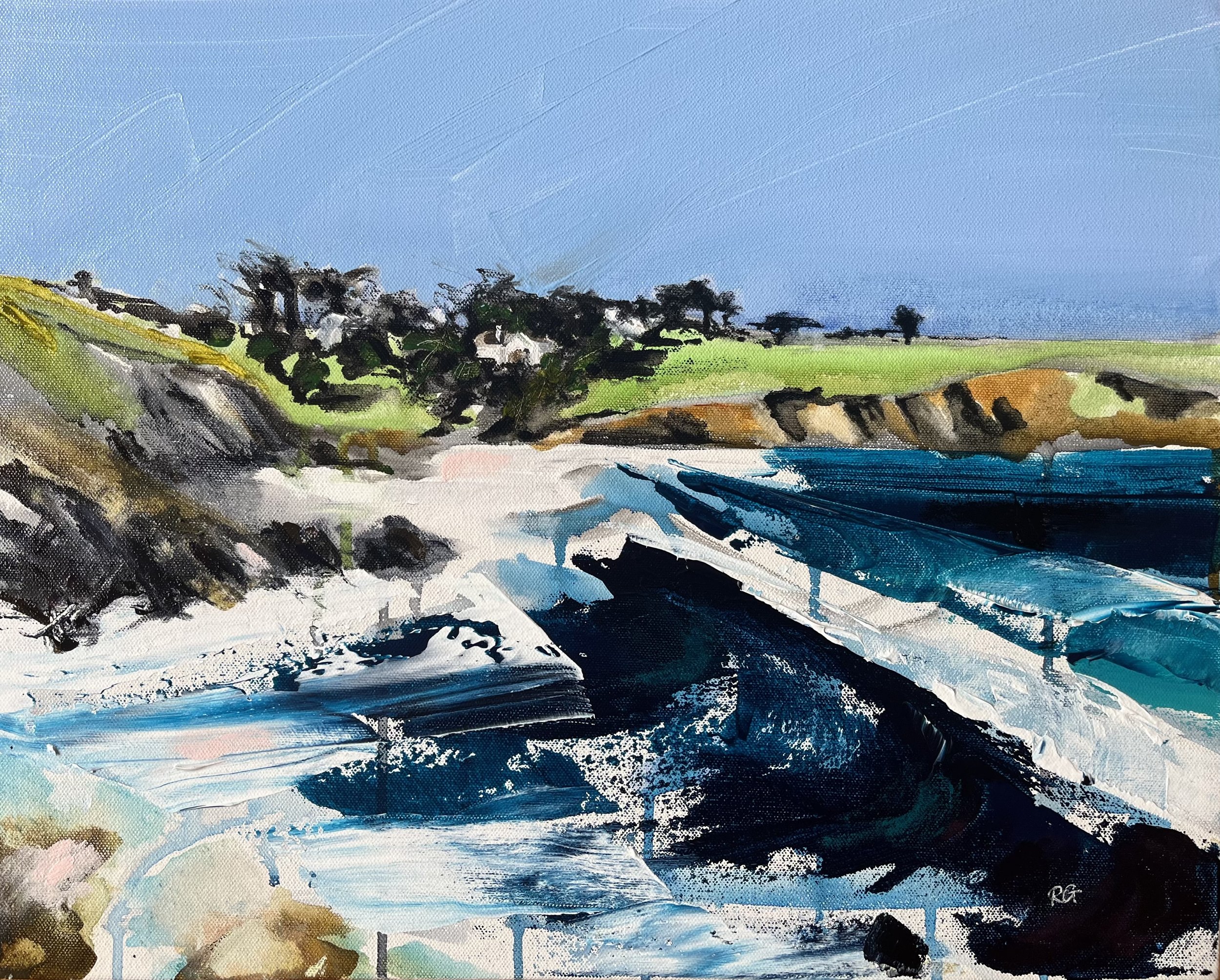 'Onshore breeze, Portscatho' 50 x 40cm acrylic, oil and mixed media on canvas available